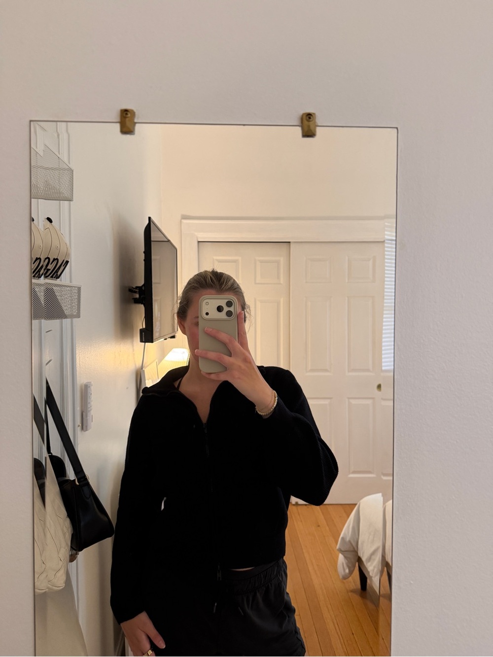 Women’s Black Zip Front Cowl Sweater